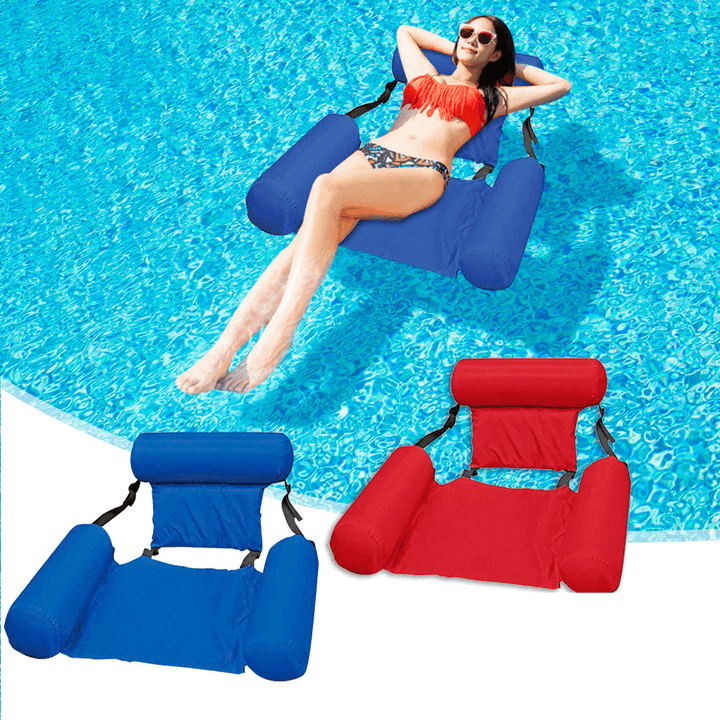 Water Lounge Chair Summer Swimming Inflatable Foldable Floating Row Backrest Air Mat Party Pool Toy - MRSLM