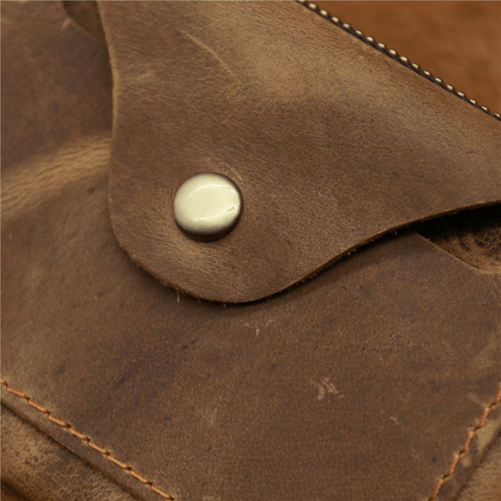 Men Genuine Leather Zipper Coin Purse Money Clip Cowhide Wallet - MRSLM