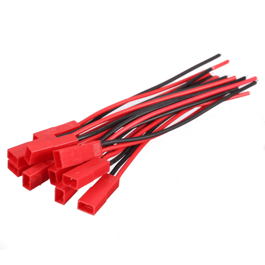 Excellway® 10 Pairs 2 Pins JST Male & Female Connectors Plug Cable Wire Line 110Mm Red - MRSLM