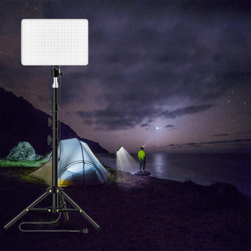 XANES® 240 LED Camping Light 3200K-6000K 10 Gear Work Light 1.3M Adjustable Brightness Stand Photography Lantern with Tripod Remote Control EU Plug - MRSLM