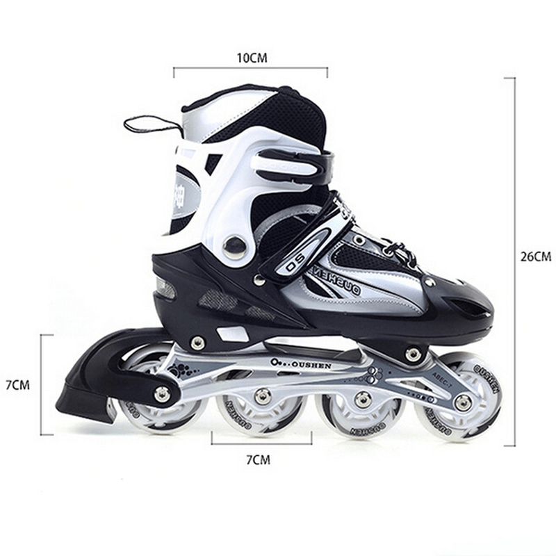 Unisex Adjustable Four Flashing Wheels Skates Shoes Wear-Resisting Rollerblade Skate Shoes - MRSLM