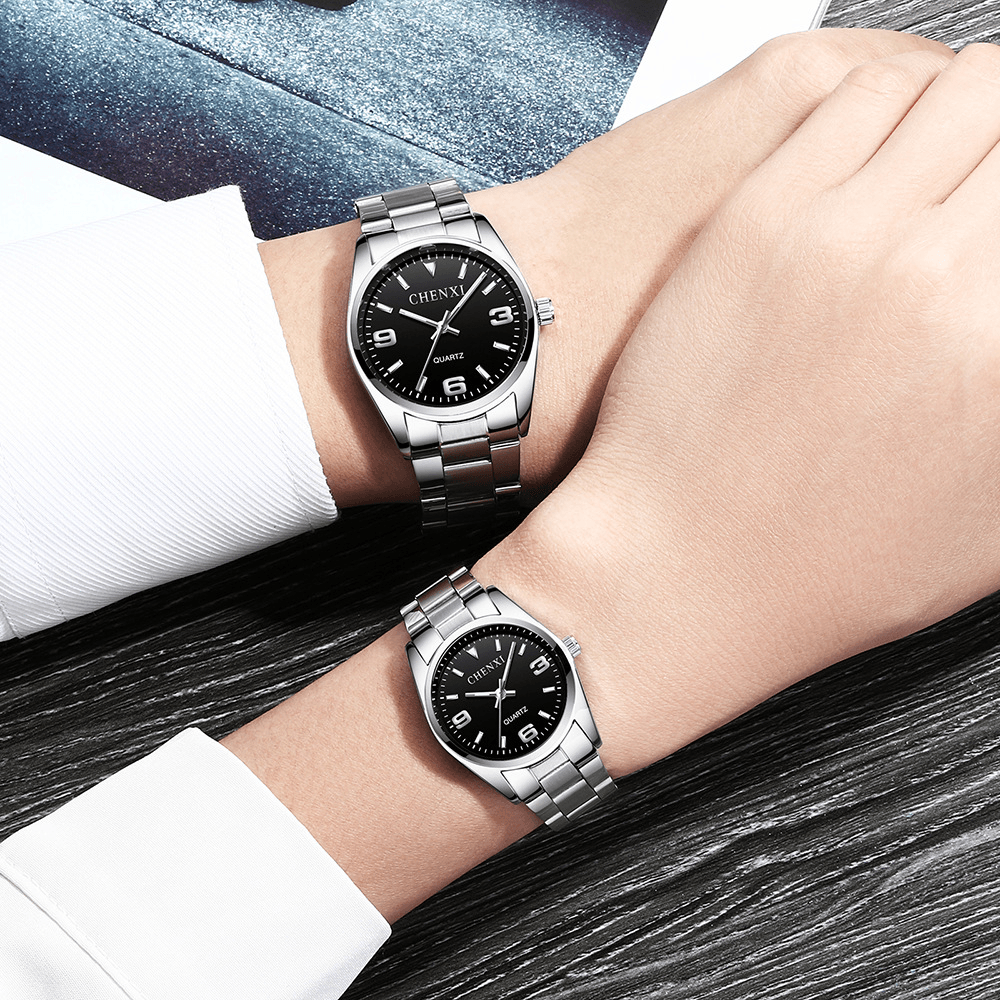 CHENXI CX-003A Full Steel Waterproof Couple Wrist Watch Business Style Quartz Watch - MRSLM