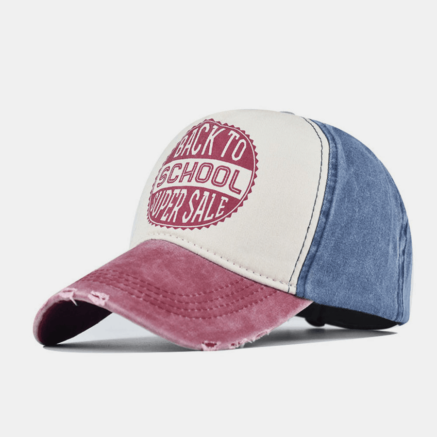 Men Made-Old Cotton Washed Contrast Color Casual Baseball Hat - MRSLM