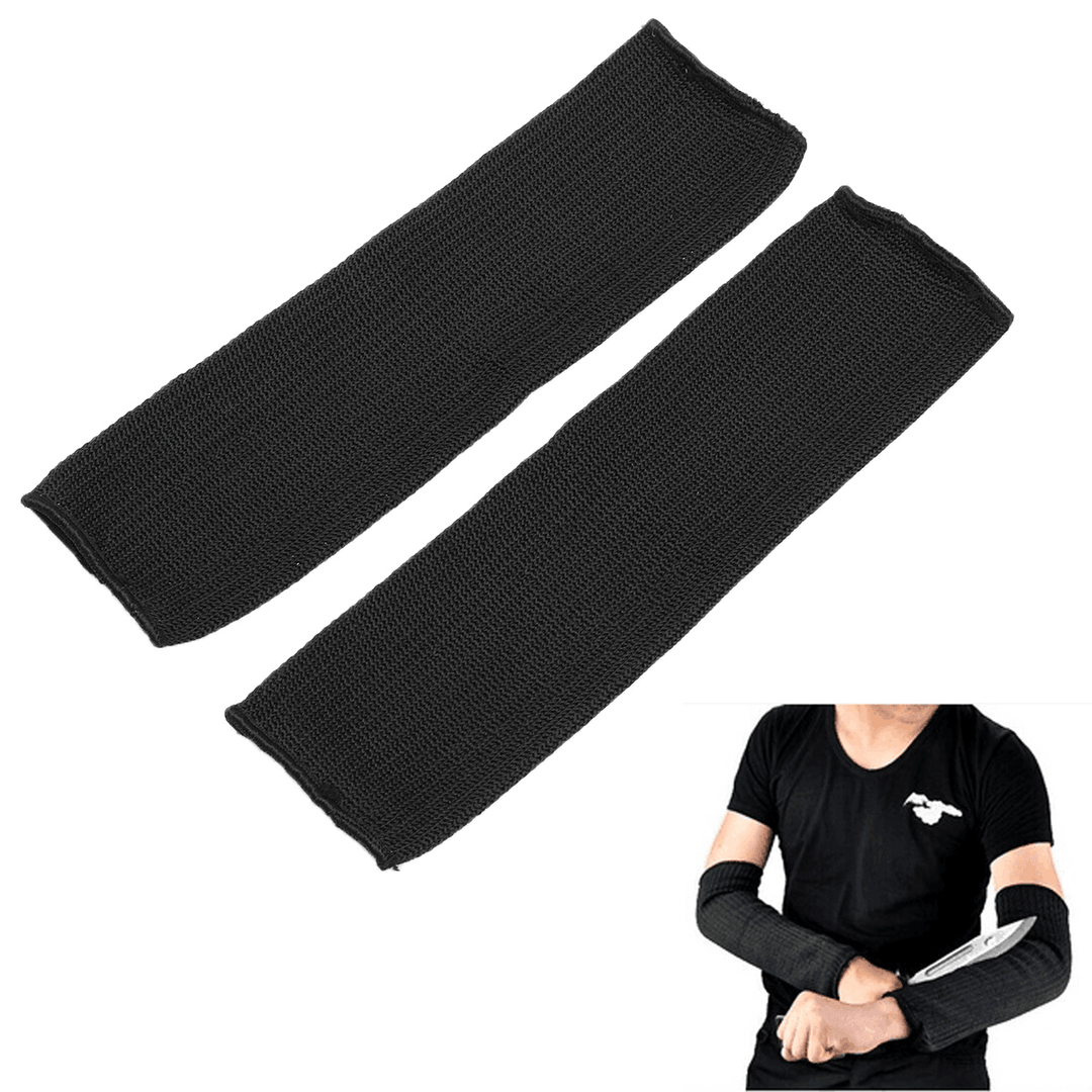 1Pair 35Cm Outdoor Camping Arm Sleeves Stainless Steel Wire Safety Work Anti-Slash Cut Static Resistance Protective Arm Sleeves - MRSLM