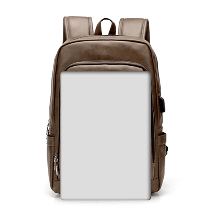 Vintage Faux Leather Laptop Bag Travel Backpack Shoulder Bag - MRSLM