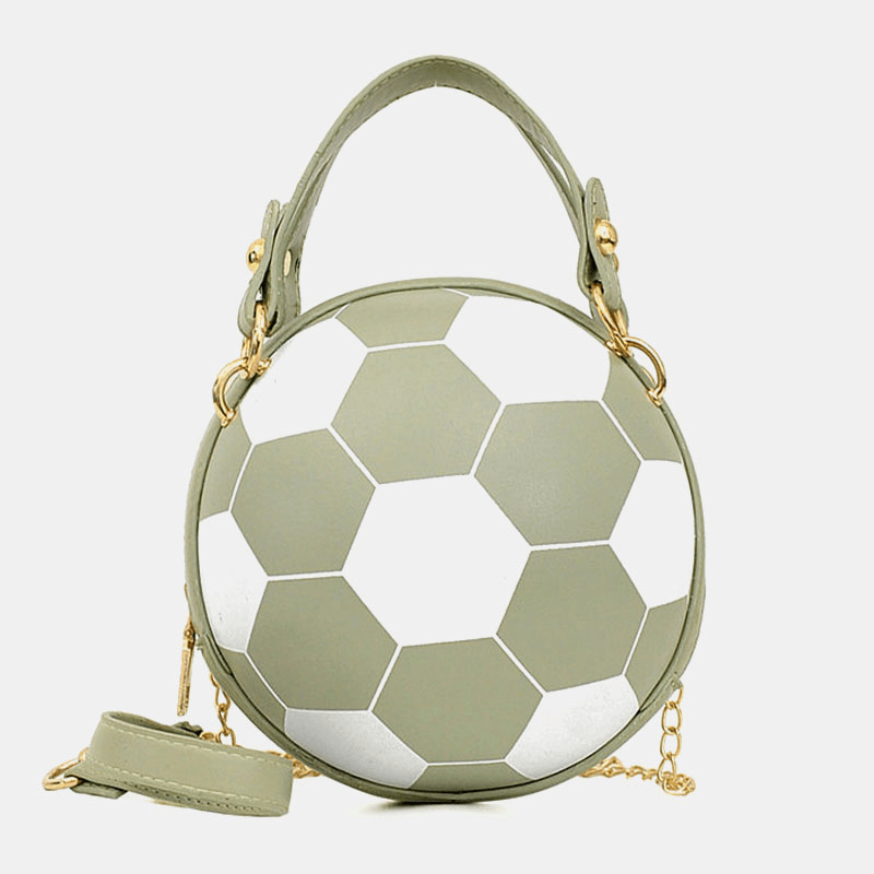 Women Unique Design Basketball Football Look Mini round Bag Hangbag Fashion Adjustable Shoulder Bag Cross Body Bag - MRSLM