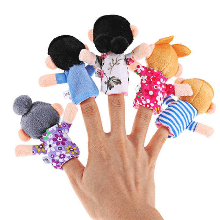 6 Pcs/Lot Stuffed Plush Toy Family Finger Puppets Set Boys Girls Educational Hand Toy Bedtime Story - MRSLM