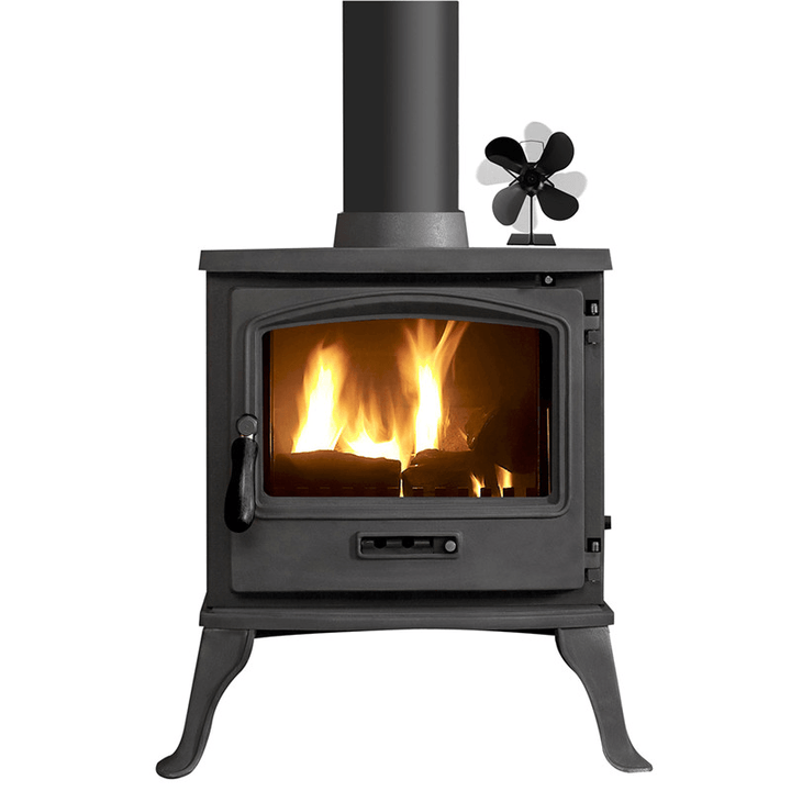 Black Fireplace 4 Blade 4 Heat Powered Stove Fan Komin Log Wood Burner Eco Friendly Quiet Fan Home Efficient Heat Distribution - MRSLM