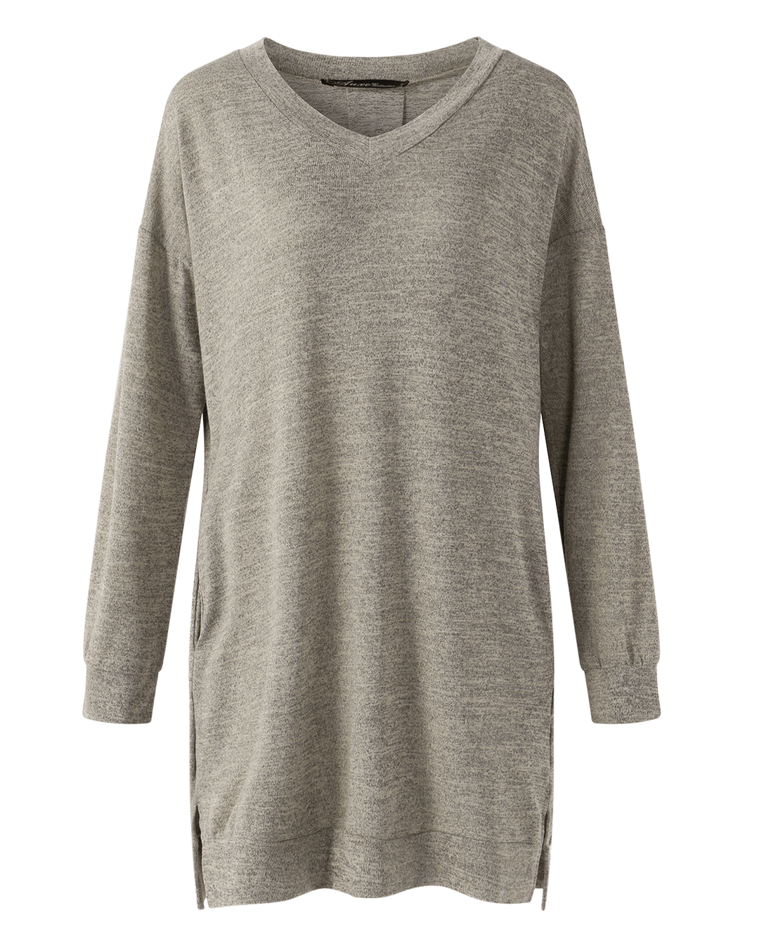 Women Long Sleeve Side Split Loose Casual Pullover Sweatshirt Dress with Pockets - MRSLM
