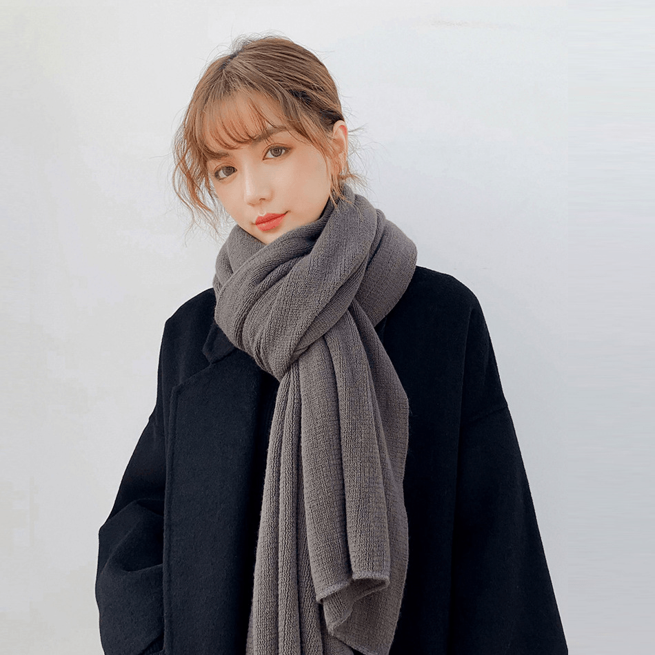 Pure Color Knitted Wool Scarf Women Autumn and Winter - MRSLM