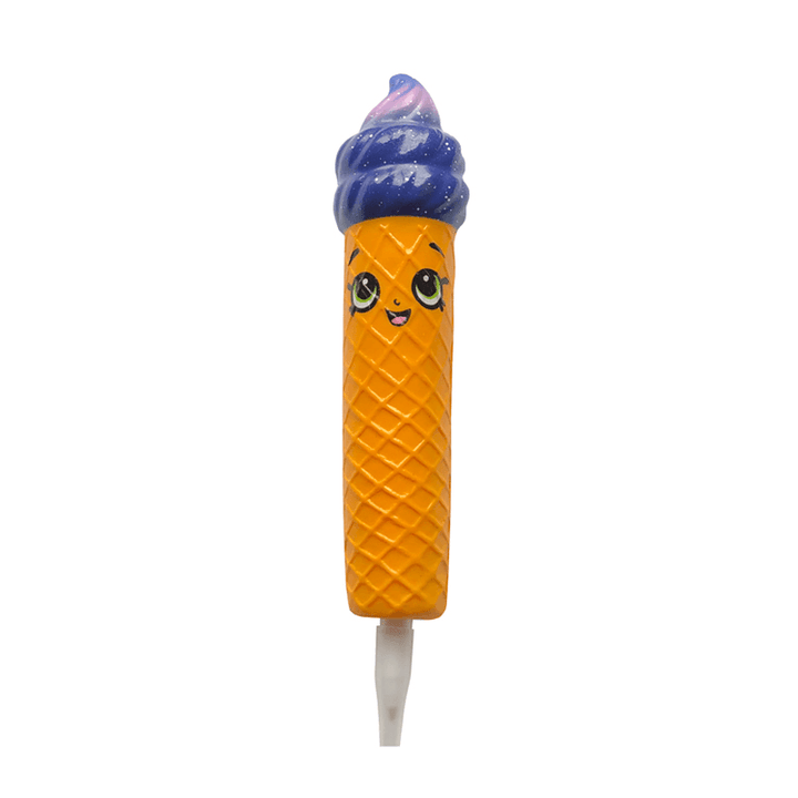 Squishy Pen Cap Smile Face Ice Cream Cone Slow Rising Jumbo with Pen Stress Relief Toys Student Office Gift - MRSLM