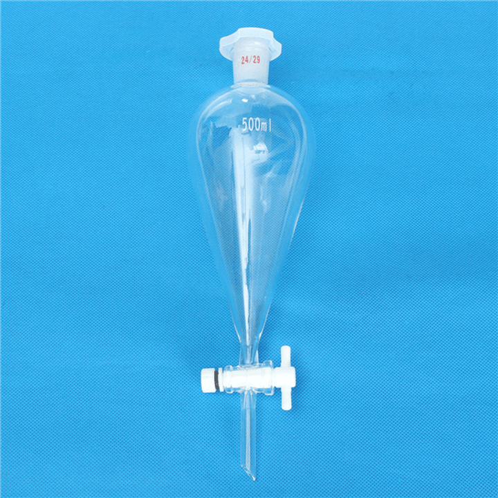 500Ml 24/29 Joint Lab Glass Pear Shape Separatory Funnel with PTFE Stopcock - MRSLM
