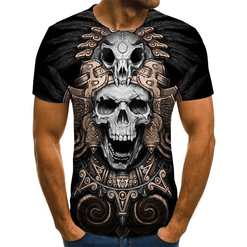 Men'S Skull Print Short Sleeve T-Shirt - MRSLM