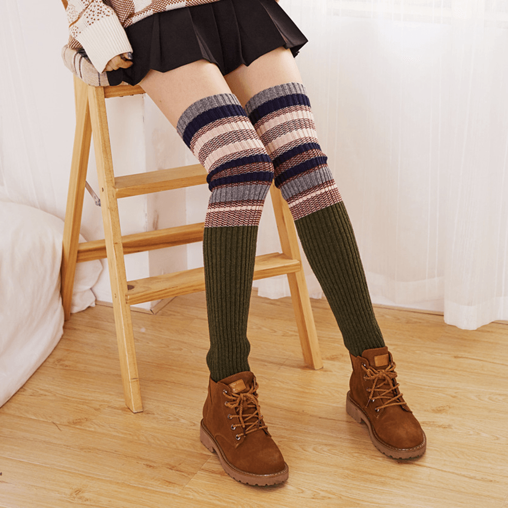 Women'S Compression Socks Vintage Color Striped Fashion Sock - MRSLM