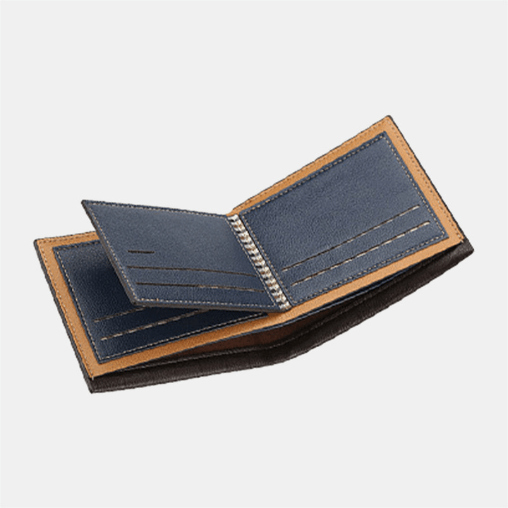 Men PU Leather Short 6 Card Slot Card Holder Business Fashion Bifold Thin Driver License Wallet Coin Purse - MRSLM