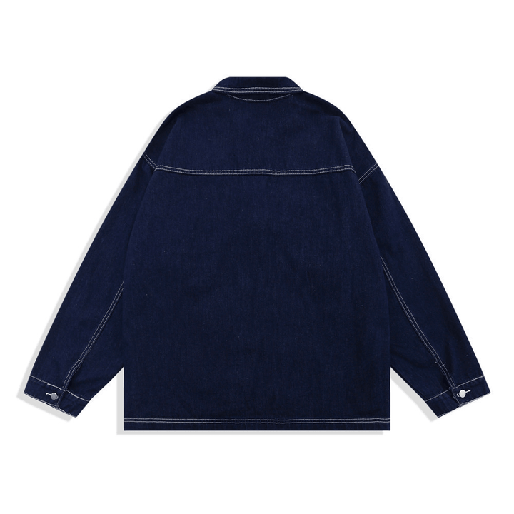 Pure Color Top Line Design Men'S High Street Fashion Brand Loose Lapel Shirt Jacket - MRSLM