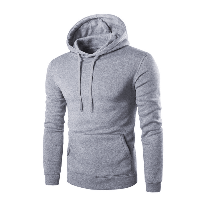 Pure Color Slim Men'S Hooded Long Sleeve Casual Simple Pullover Sweater - MRSLM
