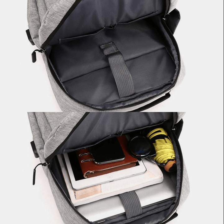 Men Oxford USB Charging Light Weight Large Capacity 15.6 Inch Laptop Bag Backpack - MRSLM