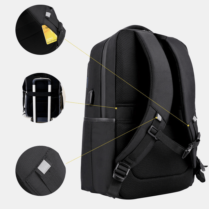 Men Large Capacity Waterproof Backpack Handbag with USB Charging Port & Audio Port - MRSLM