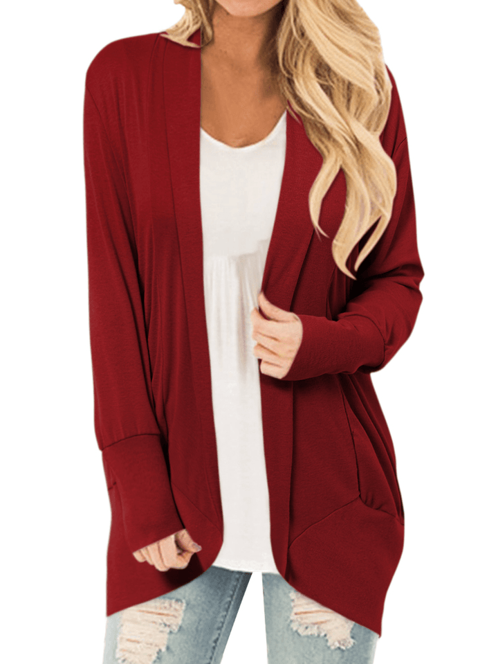 Women Solid Color Patchwork Long Sleeve Automn Winter Casual Sweater - MRSLM