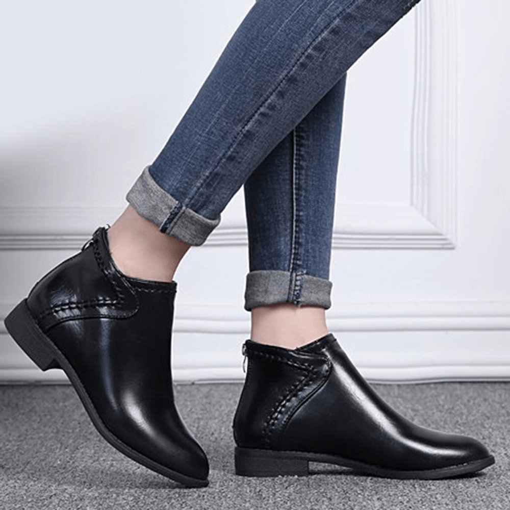 Women Casual Comfy Zipper Ankle Boots - MRSLM