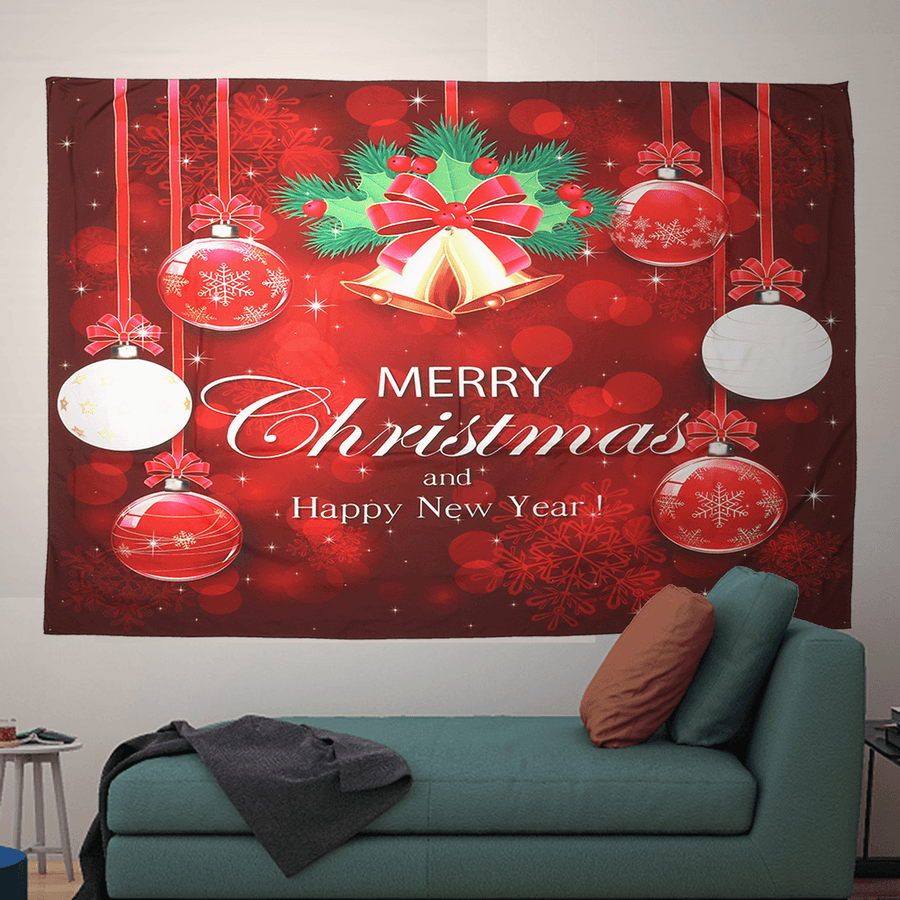 Xmas Home Wall Hanging Tapestry Bell Printed Wall Ornaments Red Christmas Wall Decor Tapestry - MRSLM