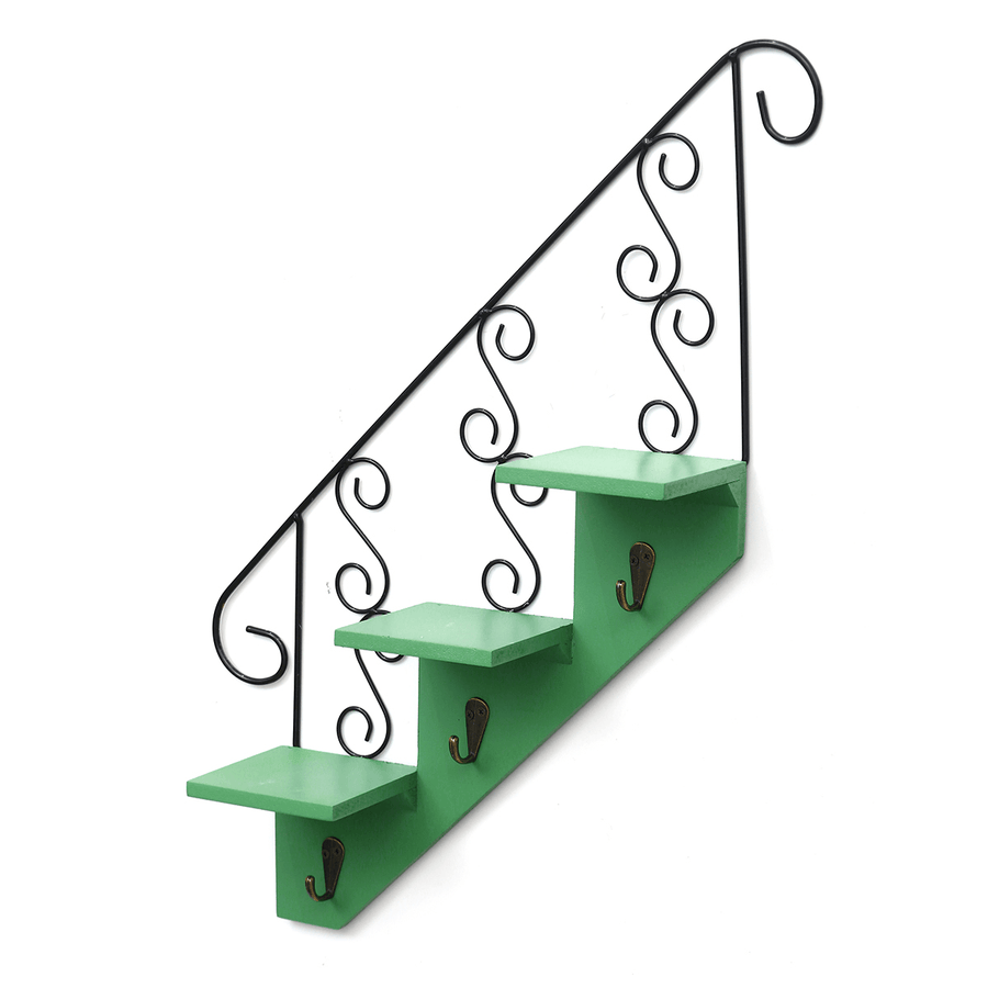 Staircase Plant Shelf Wall Hanging Decor Creative Rural Style Stair Shape Household - MRSLM