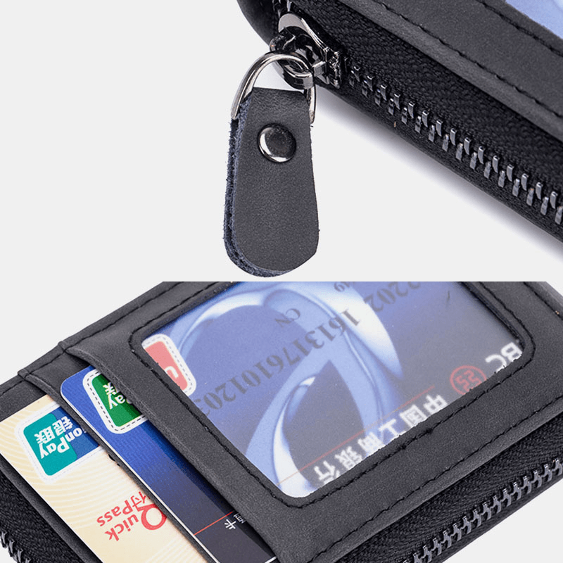 Unisex Genuine Leather RFID Blocking Organ Design Multi Card Solt Leather Card Holder Wallet - MRSLM