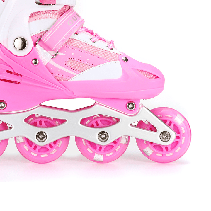 3 Sizes Kids Adjustable Roller Skate with LED Flashing Wheels Girl Boy Roller Shoes Inline Skates for Children＆Adult - MRSLM