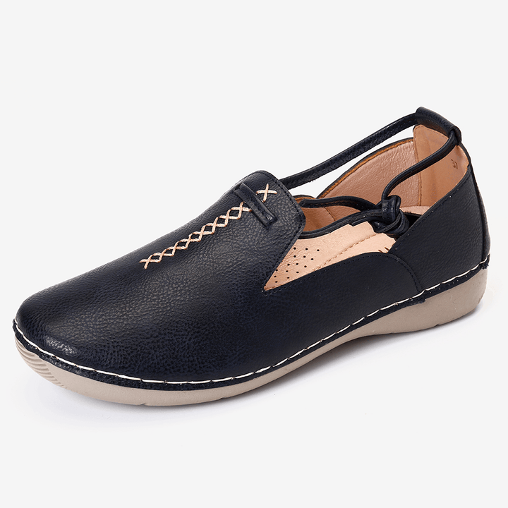 Pure Color Casual Comfy Walking Leather Loafers - MRSLM