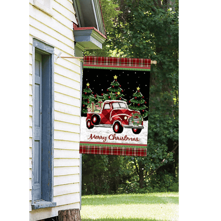 Merry Christmas Decorations Red Truck with Gifts Double Sided Winter Garden Flag - MRSLM