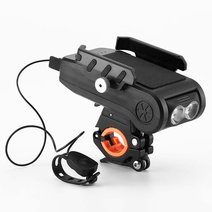BIKIGHT 4-In-1 4000Mah 550LM Bike Light USB Rechargeable Power Bank Waterproof Phone Holder Headlight with Bike Horn - MRSLM