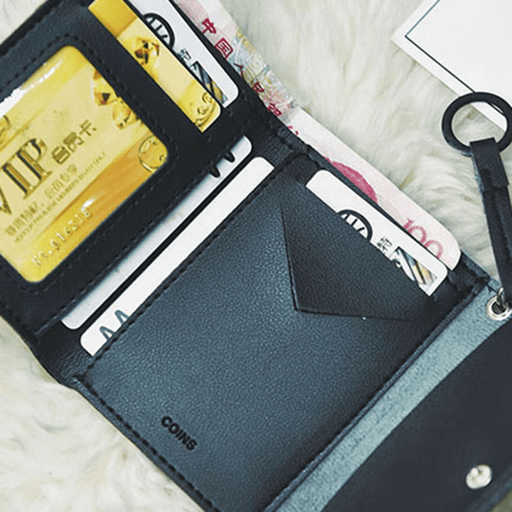 Small Wallet Short Thin Ring Wallet Mini Student PU Leather Wallet Organizer - MRSLM