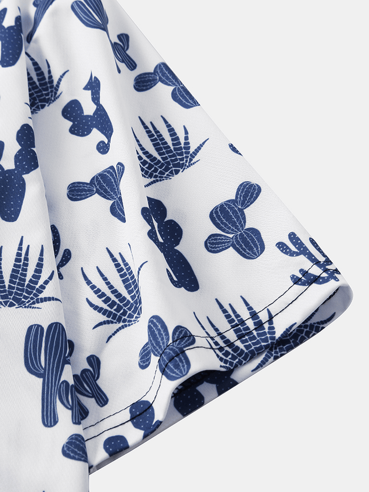 Designer Cactus Print Short Sleeve T-Shirts - MRSLM