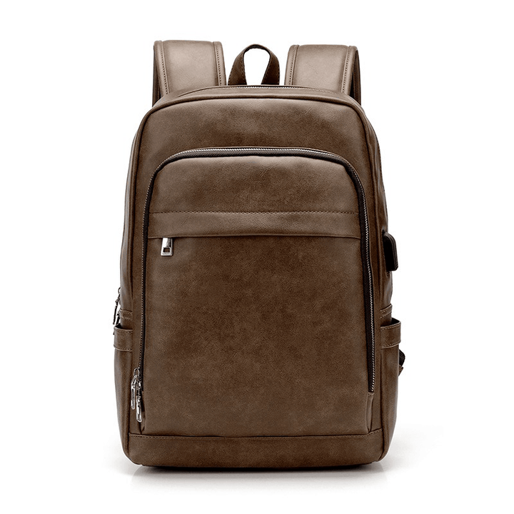Vintage Faux Leather Laptop Bag Travel Backpack Shoulder Bag - MRSLM