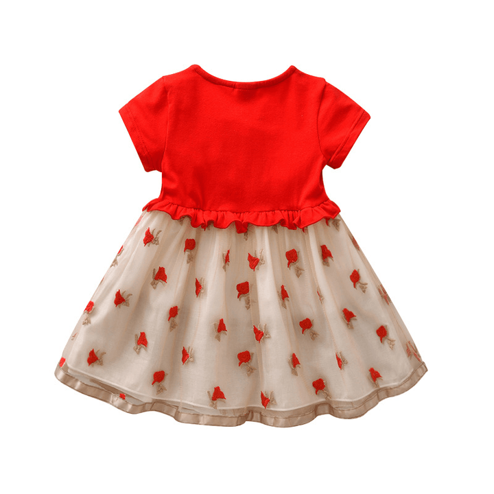 17 Years of New Female Baby Dress, Rose Red Yarn Skirt, Baby Full Moon Dress, Pure Cotton - MRSLM