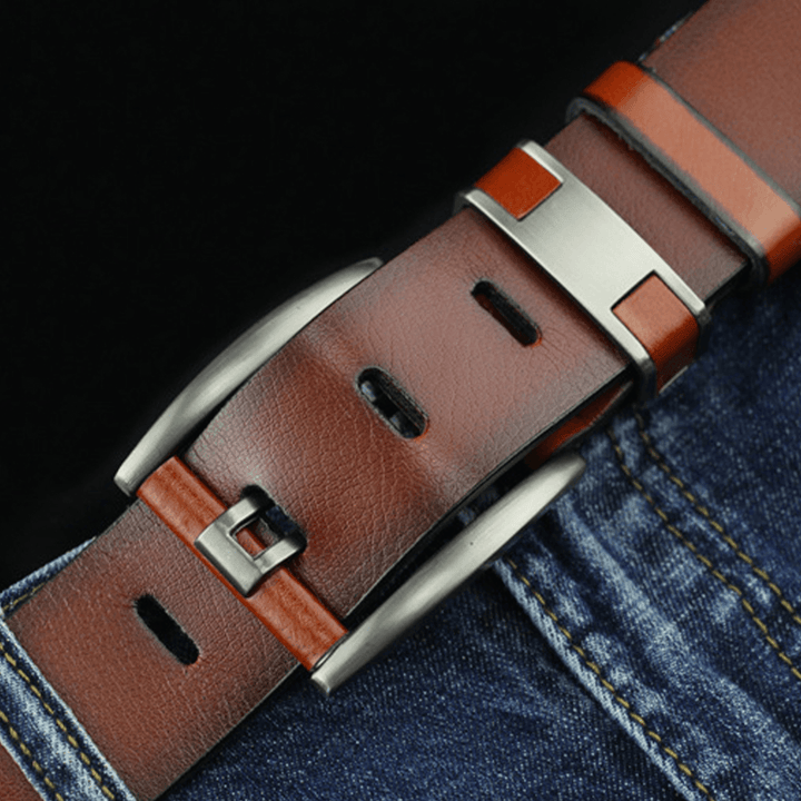 Men Faux Leather Retro Business Pin Buckle 115Cm Wide Jeans Suits Belt - MRSLM