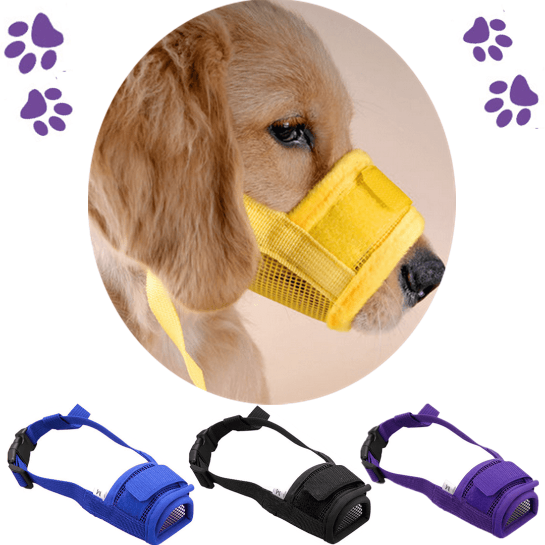 Fashion Adjustable Nylon Dog Muzzle Pet Puppy Mesh Mouth Mask anti Biting Barking S-XL - MRSLM