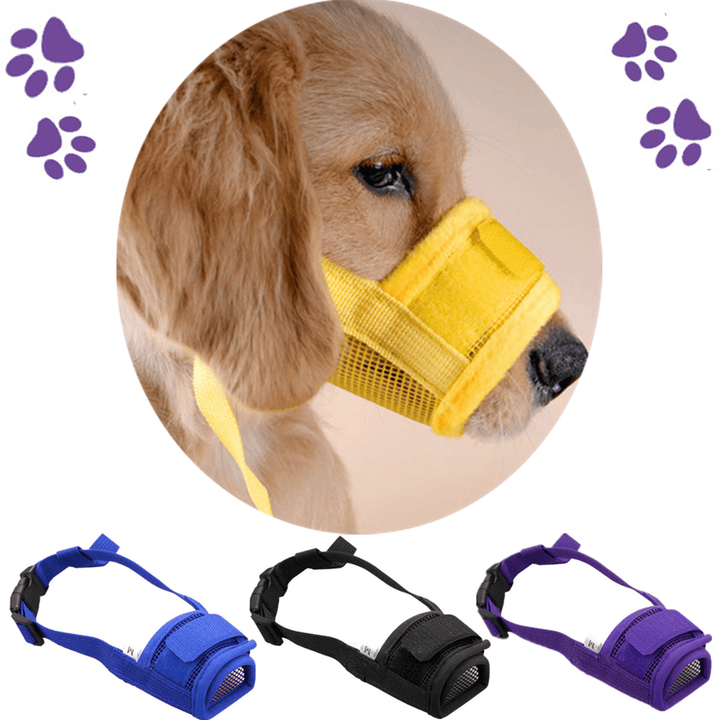 Fashion Adjustable Nylon Dog Muzzle Pet Puppy Mesh Mouth Mask anti Biting Barking S-XL - MRSLM