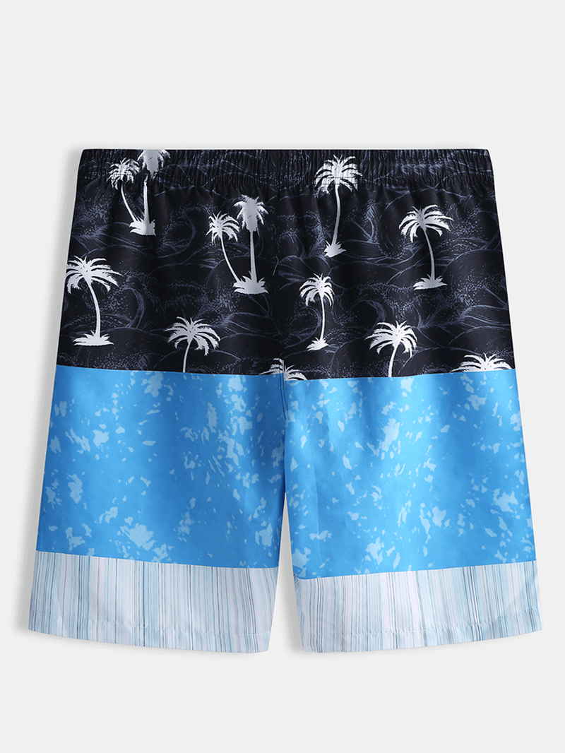 Mens Summer Beach Elastic Waist Patchwork Casual Shorts - MRSLM
