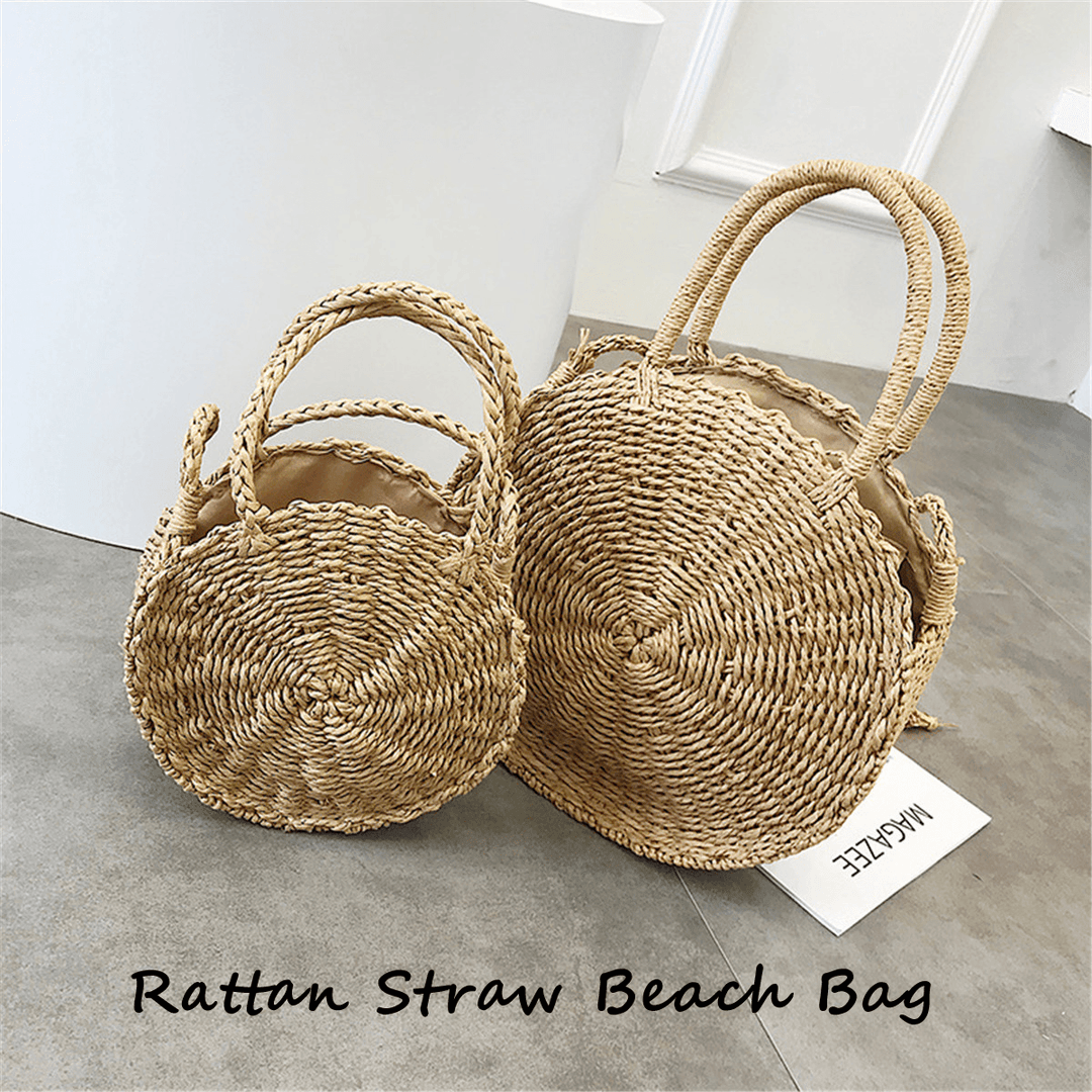 Bohemia Rattan Straw Bag Women Straw Handbag round Beach 110Cm Length Polyester - MRSLM