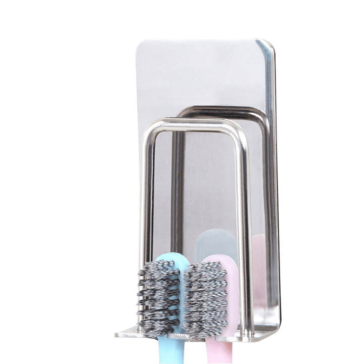 Honana 304 Stainless Steel Toothbrush Holder Mug Toothbrush Holder Self-Adhesive Toothbrush Holder Creative Wash Cup Rack Toothbrush Wall Mount Organizer Bathroom Accessories - MRSLM