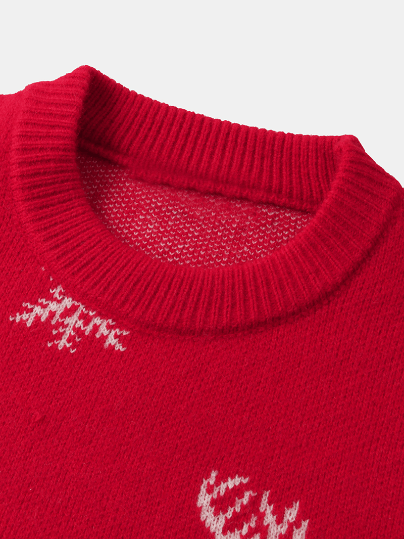 Mens Christmas Elk & Snowflake Graphics Knitting Long Sleeve Sweaters - MRSLM