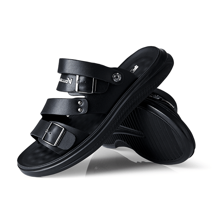 Men Cowhide Two-Ways Breathable Non Slip Comforty Casual Sandals - MRSLM