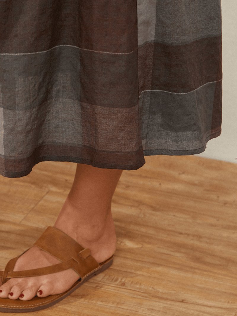 Plaid Print Patchwork Pocket Long Casual Skirt - MRSLM