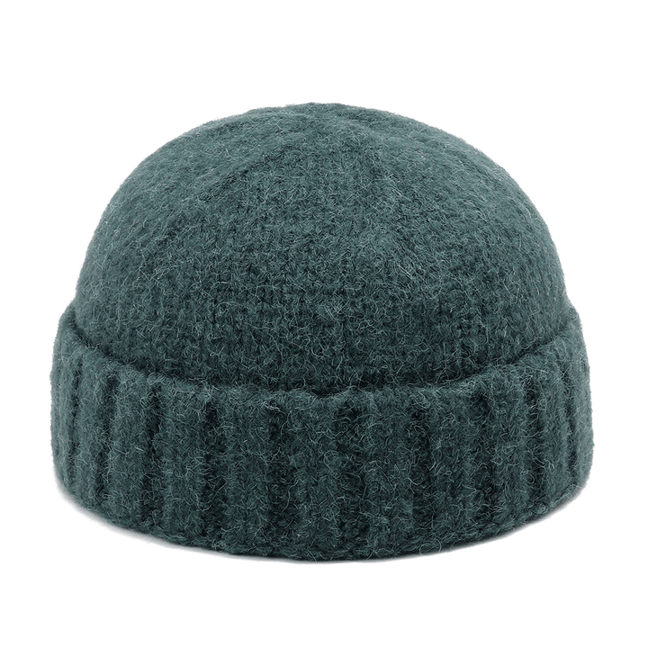 Unisex Hand Crochet Thick Warm Knit Plain Brimless Hats - MRSLM