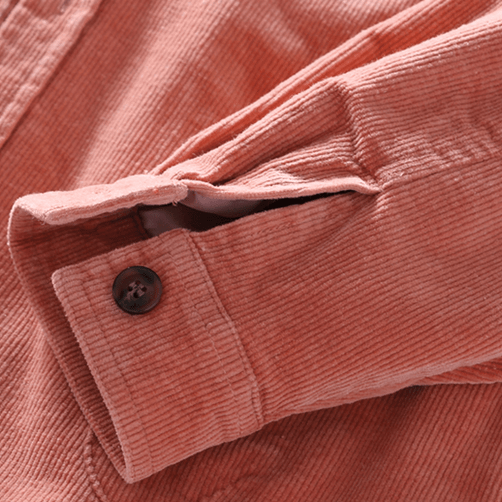 Mens Corduroy Vintage Multi Pockets Long Sleeve Jacket - MRSLM