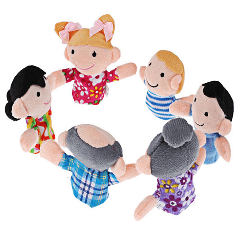 6 Pcs/Lot Stuffed Plush Toy Family Finger Puppets Set Boys Girls Educational Hand Toy Bedtime Story - MRSLM
