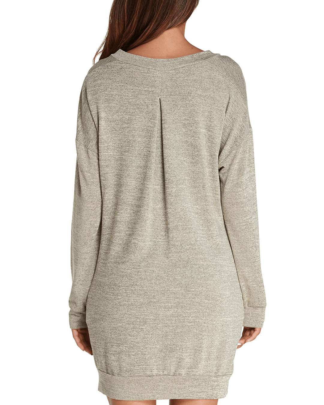 Women Long Sleeve Side Split Loose Casual Pullover Sweatshirt Dress with Pockets - MRSLM