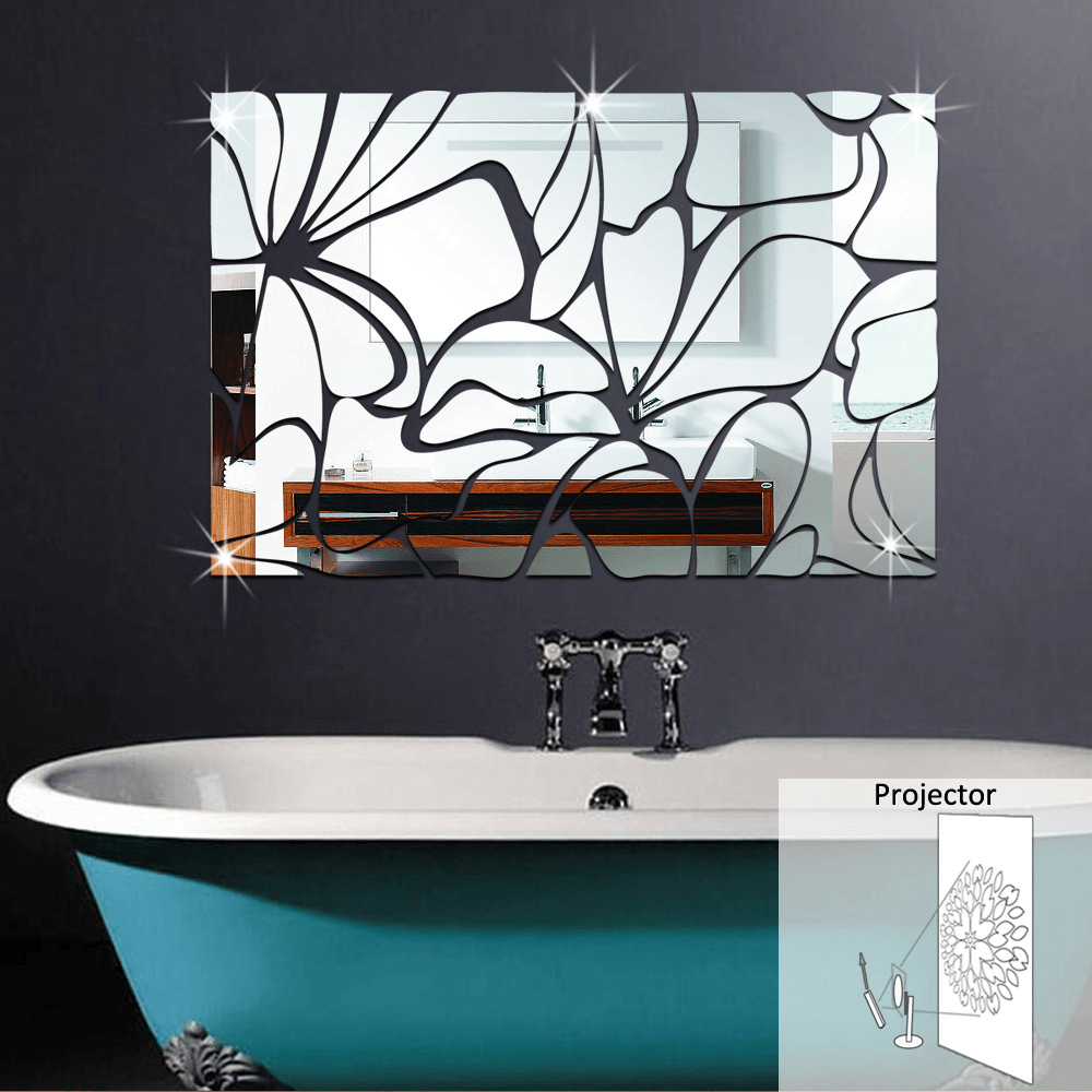 Honana Acrylic Mirrored DIY Decorative Wall Stickers 3D Mural Bathroom Mirror Sticker Decoration - MRSLM